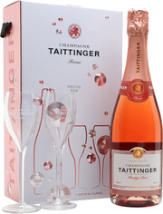 Taittinger, Prestige Rose, gift set with 2 glasses