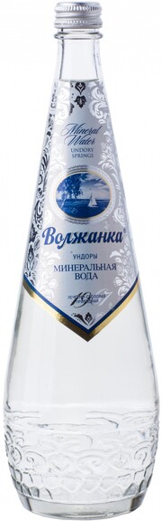 На фото изображение Волжанка минеральная газированная, в стеклянной бутылке, объемом 0.75 литра (Volzhanka Mineral Sparkling, Glass 0.75 L)