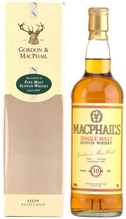 На фото изображение MacPhails 30 yo, 0.7 L (Макфейлз 30 лет, в подарочной упаковке в бутылках объемом 0.7 литра)