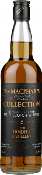 На фото изображение MacPhails Collection from Tamdhu 8 years old, 0.7 L (МакФейлз Коллекшн из Тамду 8 лет в бутылках объемом 0.7 литра)