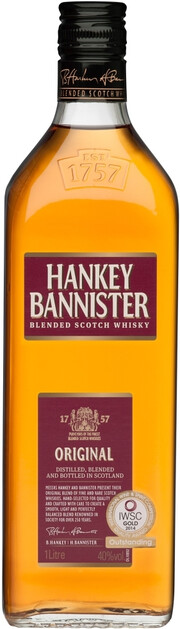 На фото изображение Hankey Bannister Original, 1 L (Хэнки Баннистер Ориджинл в бутылках объемом 1 литр)