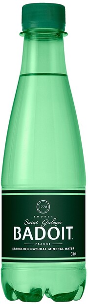 На фото изображение Badoit Sparkling, PET, 0.33 L (Бадуа газированная, в пластиковой бутылке объемом 0.33 литра)