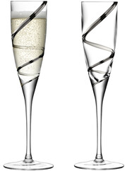 На фото изображение LSA International, Malika Grand Flute Platinum Spiral, Set of 2 glasses, 0.225 L (ЛСА Интернешнл, Малика Гранд Набор из 2 бокалов для шампанского объемом 0.225 литра)