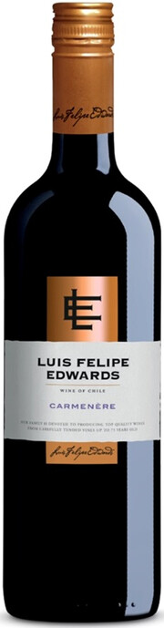 На фото изображение Luis Felipe Edwards, Carmenere, 0.75 L (Луис Фелипе Эдвардс, Карменере объемом 0.75 литра)