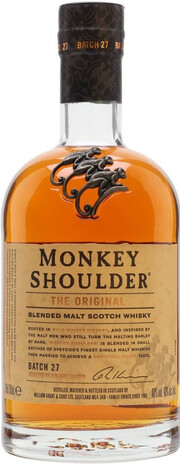 На фото изображение Monkey Shoulder, 0.7 L (Манки Шоулдер в бутылках объемом 0.7 литра)