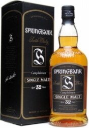 На фото изображение Springbank 32 years old, gift box, 0.7 L (Спрингбэнк 32 года, в подарочной коробке в бутылках объемом 0.7 литра)