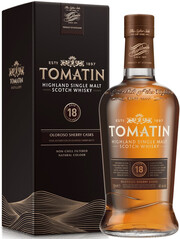 In the photo image Tomatin 18 Years Old, gift box, 0.7 L
