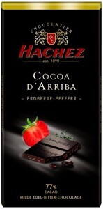Hachez, Bitter Chocolade Erdbeer-Pfeffer, 77% Cacao, 100 г