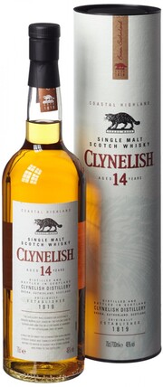 На фото изображение Clynelish 14 Years Old, gift box, 0.7 L (Клайнелиш 14-летний, в тубе в бутылках объемом 0.7 литра)