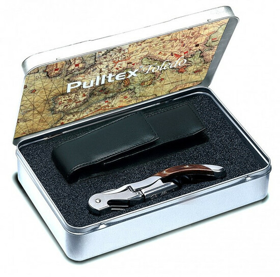 На фото изображение На фото изображение Pulltex, Toledo Corkscrew, gift box with leather case (Пултекс, Штопор Толедо, в подарочной коробке с кожаным чехлом)