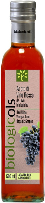 На фото изображение Biologicols Aceto di Vino Rosso, 0.5 L (Биолоджиколс Уксус из красного вина объемом 0.5 литра)