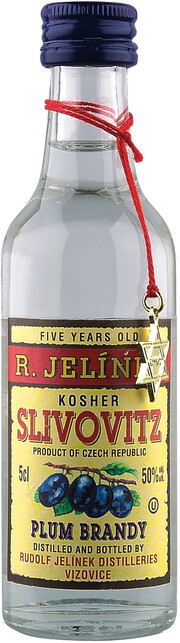 In the photo image R. Jelinek, Slivovitz Bila Kosher, 5 Years Old, 0.05 L