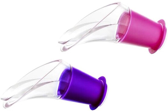 На фото изображение На фото изображение Vacu Vin, Wine Server Crystal, Pink/Purple, set of 2 pcs (Ваку Вин, Каплеуловитель, Набор из 2 шт)