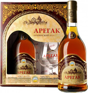 Armenian Cognac Aregak 4 Stars, gift box & glass, 0.5 L