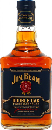 На фото изображение Jim Beam, Double Oak, 0.7 L (Джим Бим, Дабл Оук в бутылках объемом 0.7 литра)