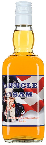 На фото изображение Uncle Sam Blended American Whisky, 0.7 L (Дядя Сэм Купажированный Американский Виски в бутылках объемом 0.7 литра)