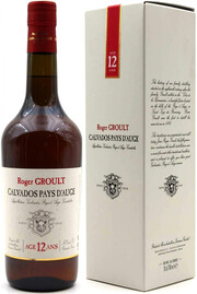 На фото изображение Roger Groult, Calvados 12 ans dage, gift box, 0.5 L (Роже Грульт, Кальвадос 12-летний, в подарочной коробке объемом 0.5 литра)