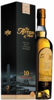 На фото изображение Arran 10 years, gift box, 0.7 L (Арран 10 лет выдержки, в подарочной упаковке в бутылках объемом 0.7 литра)