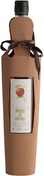 На фото изображение Lheraud Liqueur au Cognac Pomme, 0.5 L (Леро Ликер на коньяке Яблоко в подарочной упаковке объемом 0.5 литра)