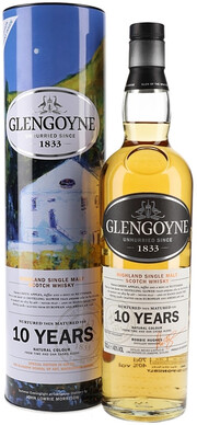 На фото изображение Glengoyne 10 Years Old, in tube, 0.7 L (Гленгойн 10-летний, в тубе в бутылках объемом 0.7 литра)