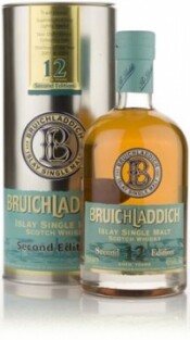На фото изображение Bruichladdich 12 years, In Tube, 0.7 L (Брукладди 12 лет выдержки, в тубе в бутылках объемом 0.7 литра)