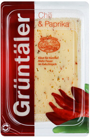 Нарезка сыра Грюнталер С чили и паприкой, в нарезке, 150 г