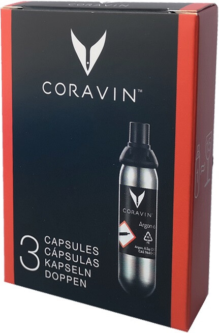 На фото изображение На фото изображение Coravin, 3 capsules with argon (Коравин, Упаковка из 3-х капсул с аргоном)