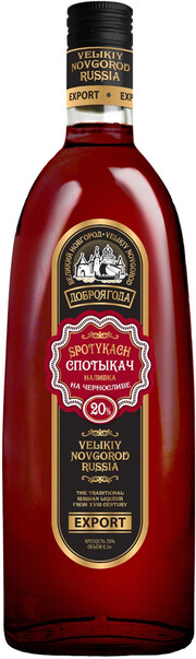На фото изображение Доброягода Спотыкач, наливка на черносливе, объемом 0.5 литра (Dobrojagoda Spotykach with Prunes 0.5 L)
