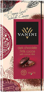 Vanini Dark Chocolate with Cocoa Nibs, 74% Cocoa, 100 g