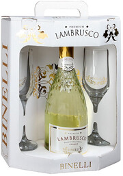 Винный набор Binelli Premium Lambrusco Bianco Amabile, DellEmilia IGT, gift set with 2 glasses