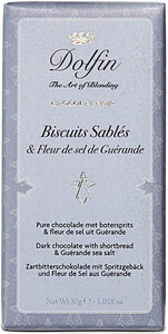 Шоколад Dolfin, Noir aux Biscuits Sables & Fleur de Guerande, 30 г
