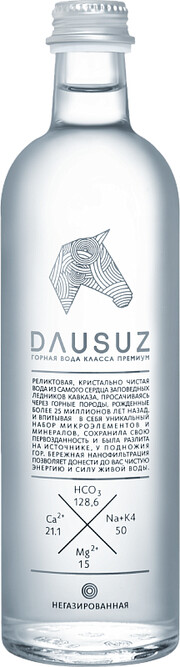На фото изображение Даусуз Негазированная, в стеклянной бутылке, объемом 0.5 литра (Dausuz Still, Glass 0.5 L)