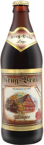 На фото изображение Krug-Brau, Lager, 0.5 L (Круг-Брой, Лагер объемом 0.5 литра)