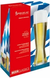 На фото изображение Spiegelau Beer Classics Tall Pilsner Set of 2 Glasses, in gift box, 0.425 L (Бокалы для пива Бир Классикс Тол Пилз(2 шт. в подарочной коробке) объемом 0.425 литра)