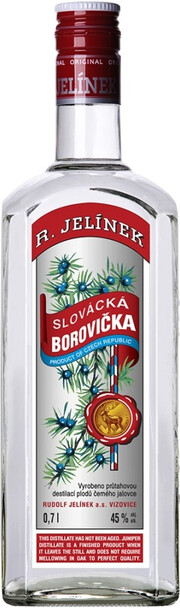 На фото изображение R. Jelinek Slovacka borovicka, 0.7 L (Словацкая Боровичка можжевеловая объемом 0.7 литра)