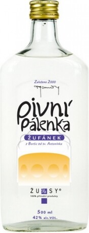 На фото изображение Pivni palenka Zufanek, 0.5 L (Пивная палинка Жуфанек объемом 0.5 литра)