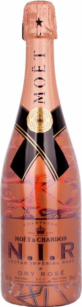 Игристое вино розовое полусухое Моет  Шандон, Нектар Империал Розе, со  светящейся этикеткой, 0.75 л — купить французское шампанское Moet  Chandon,  