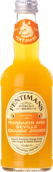 На фото изображение Fentimans Mandarin & Seville Orange Jigger, 0.275 L (Фентиманс Мандарин & Севиль Оранж Джиггер, напиток сокосодержащий объемом 0.275 литра)