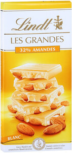 Шоколад Lindt, Les Grandes 32% Amandes, White Chocolate, 150 г