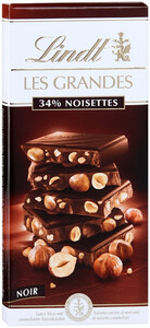 Шоколад Lindt, Les Grandes 34% Noisettes, Dark Chocolate, 150 г