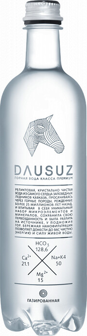 На фото изображение Даусуз Газированная, в пластиковой бутылке, объемом 0.75 литра (Dausuz Sparkling, PET 0.75 L)