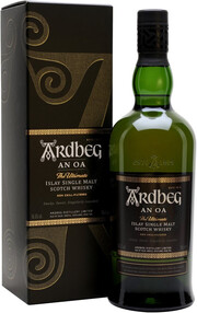 На фото изображение Ardbeg, An Oa, gift box, 0.7 L (Ардбег, Эн Оа, в подарочной коробке в бутылках объемом 0.7 литра)