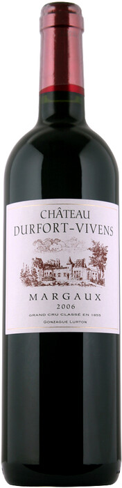 На фото изображение Chateau Durfort-Vivens Margaux AOC 2-me Grand Cru Classe, 2006, 0.75 L (Шато Дюрфор-Виван Марго AOC 2-й Гран Крю Класс, 2006 объемом 0.75 литра)
