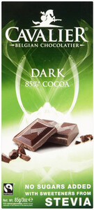 Шоколад Cavalier Dark Chocolate with Stevia, 85% Cocoa, 85 г