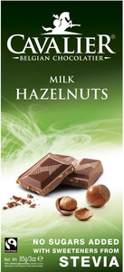 Шоколад Cavalier Milk Chocolate with Hazelnuts and Stevia, 85 г