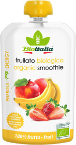Bioitalia Frullato Biologico, Banana Fragola Mela, 120 мл