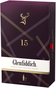 Glenfiddich 15 Years Old, gift box with 2 glasses