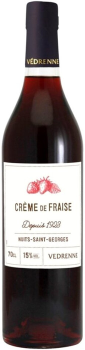 На фото изображение Vedrenne, Creme de Fraise, 0.7 L (Ведренн, Крем Земляничный (Крем де Фрез) объемом 0.7 литра)